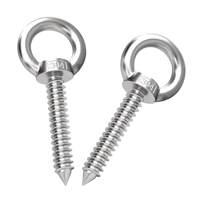KIBBEH 4-Inch M10 Heavy Duty Eye Hooks, 304 Stainless Steel Self Tapping Eyelet Screw – 700LBS Load Capacity for Secure Hammock, Swing Chair, & Yoga Use (2 Pack) - Image 1